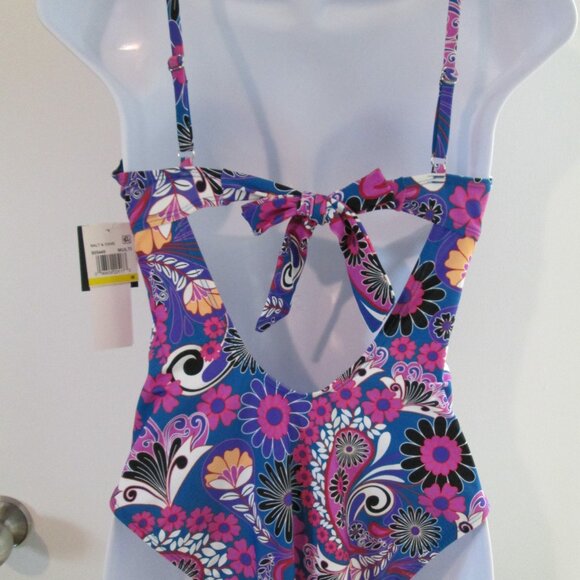 Salt + Cove Swimsuit Retro Hippie Print Scoop Neck One-Piece Sz M - Picture 8 of 12